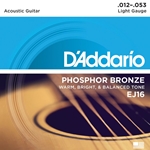 D'ADDARIO D'Addario EJ16 Phosphor Bronze Acoustic Guitar Strings, Light, 12-53