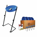 Panyard Jumbie Jam Steel Drum Educators 4-Pack - Metal Z-Floor Stands - Blue Pans