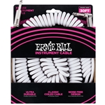 ERNIE BALL Coiled Instrument Cable STR/ANG, 30 ft, White