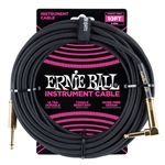 ERNIE BALL Braided Instrument Cable, STR/ANG, 10ft., Black w/Gold Connectors