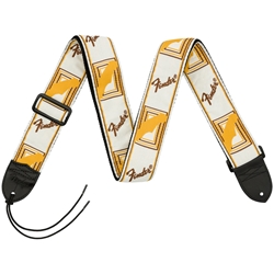 FENDER 2'' Monogrammed Strap, White-Brown-Yellow