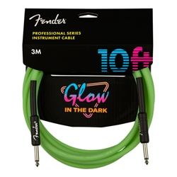 FENDER Professional Series Glow in the Dark Cable, 10 ft., Green