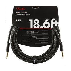 FENDER Deluxe Series Tweed Instrument Cable, 18.6 ft STR/STR, Black