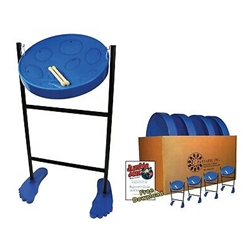 Panyard Jumbie Jam Steel Drum Educators 4-Pack - Tube Floor Stands - Blue Pans